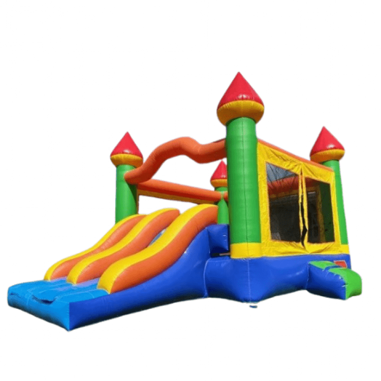 Double Rainbow Bounce House with Slide