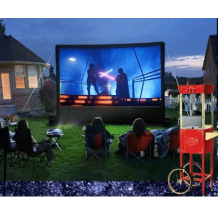 Movie Night Screen and Popcorn Machine Package