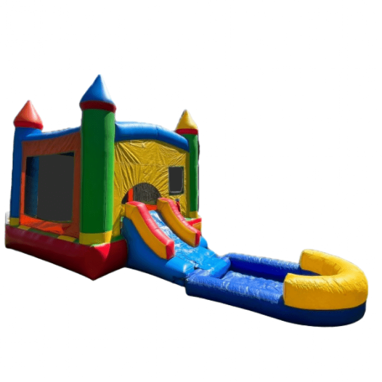 Rainbow Bounce House with Slide and Pool