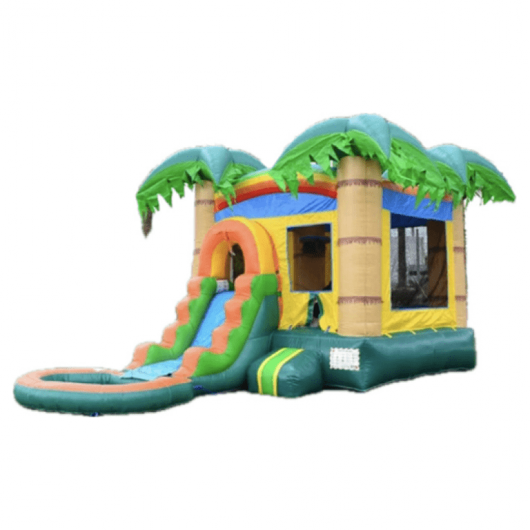 Tropical Bounce House with Slide and Pool